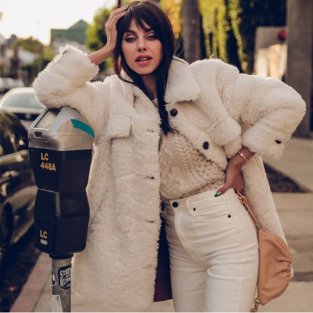 Free People Teddy fur sherpa shirt jacket shacket Large